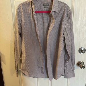 Michael Kors Slim Fit Gingham Button Down Size 16 1/2 34/35 L